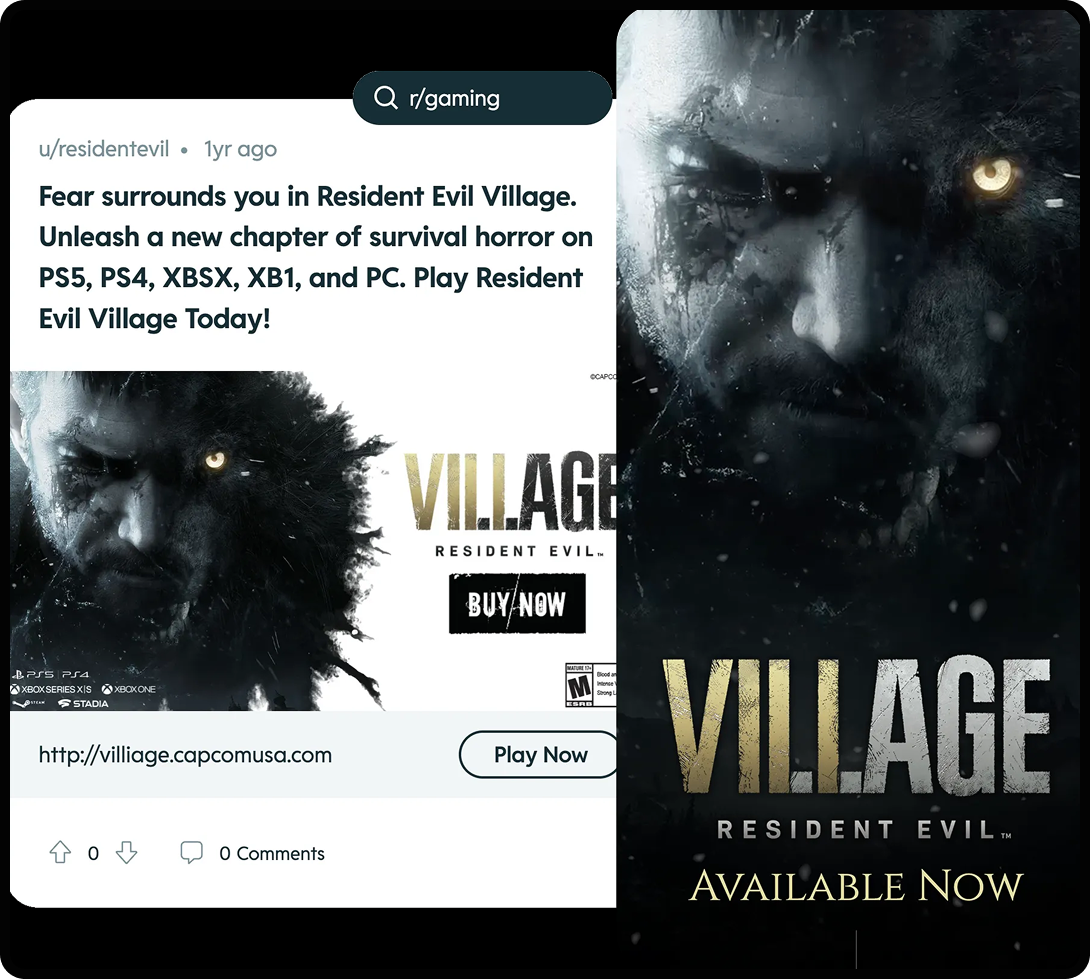 Resident Evil advertisement on Reddit.