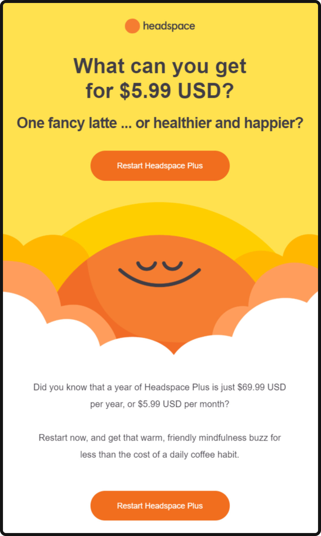 Example of email copy as a form of marketing copywriting.