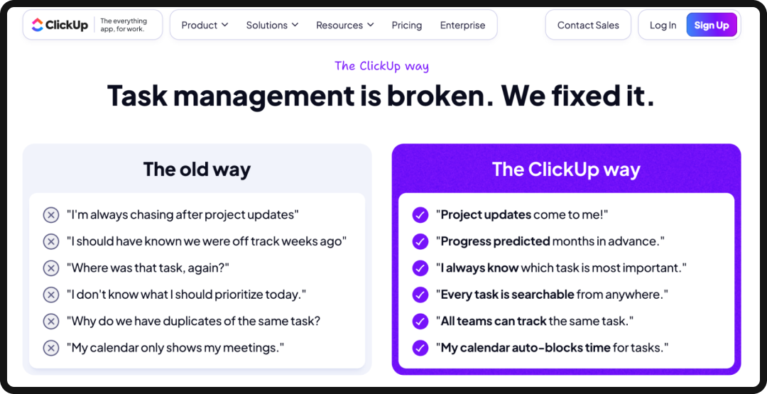 Example of the Before-After-Bridge copywriting framework.