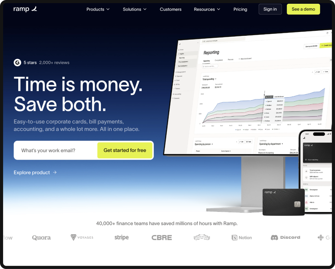 Screenshot of the homepage of a Fintech startup website.