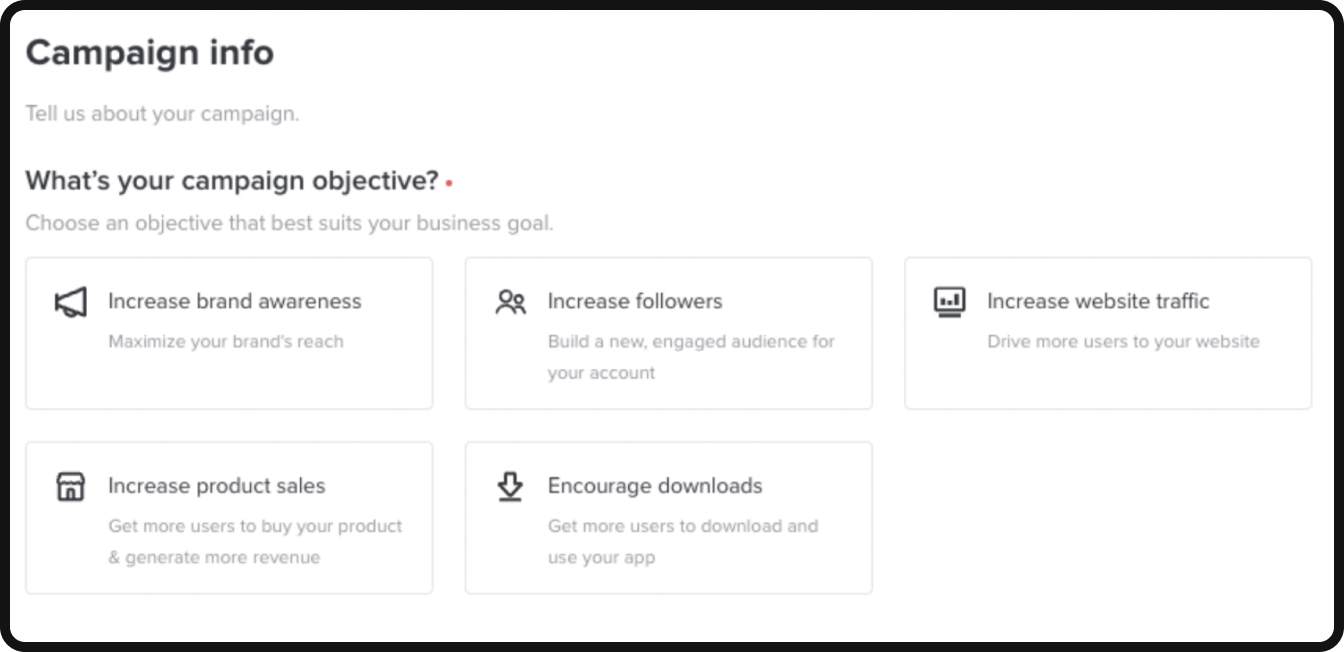 TikTok Creator Marketplace Campaign objectives TikTok Creator Marketplace Campaign objectives
