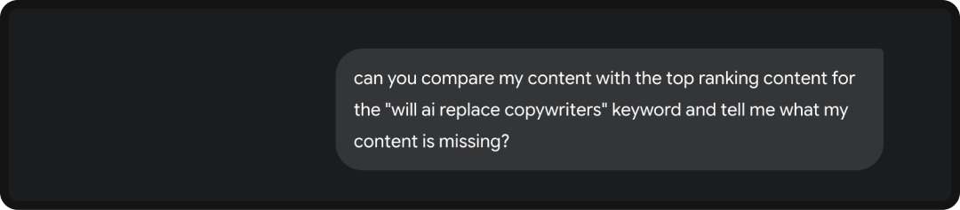 Example of using ChatGPT to compare your content with competitors'.