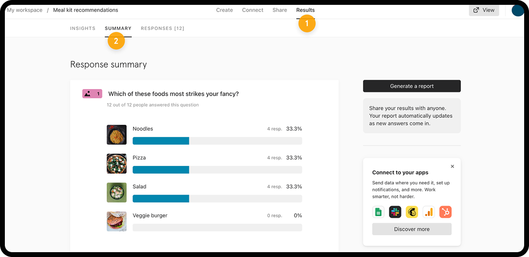 Screenshot of the user interface of Typeform.