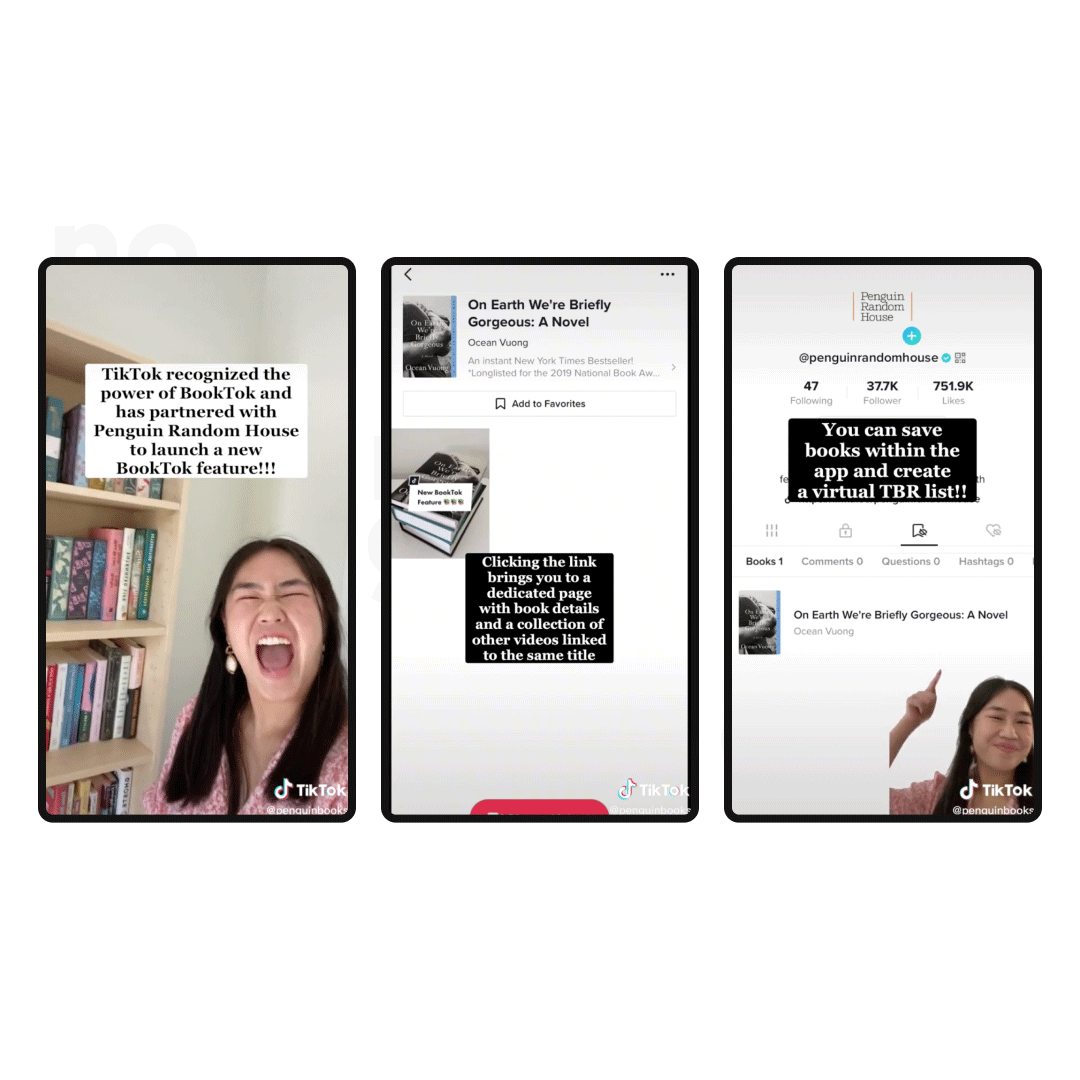 Examples of a TikTok from BookTok