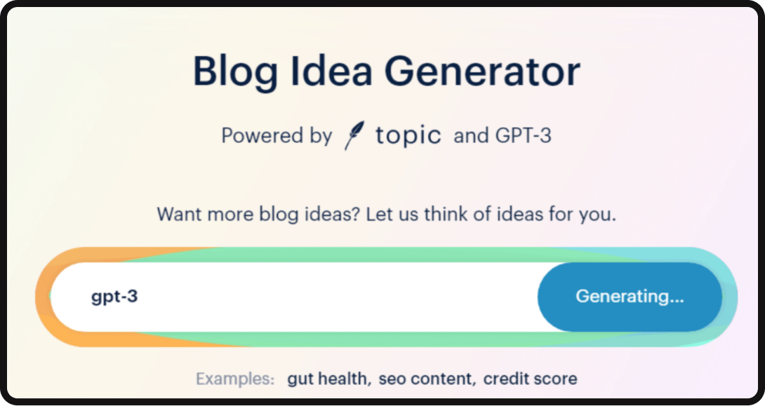 Blog Idea Generator by Topic and GPT 3 GPT 3 Tool