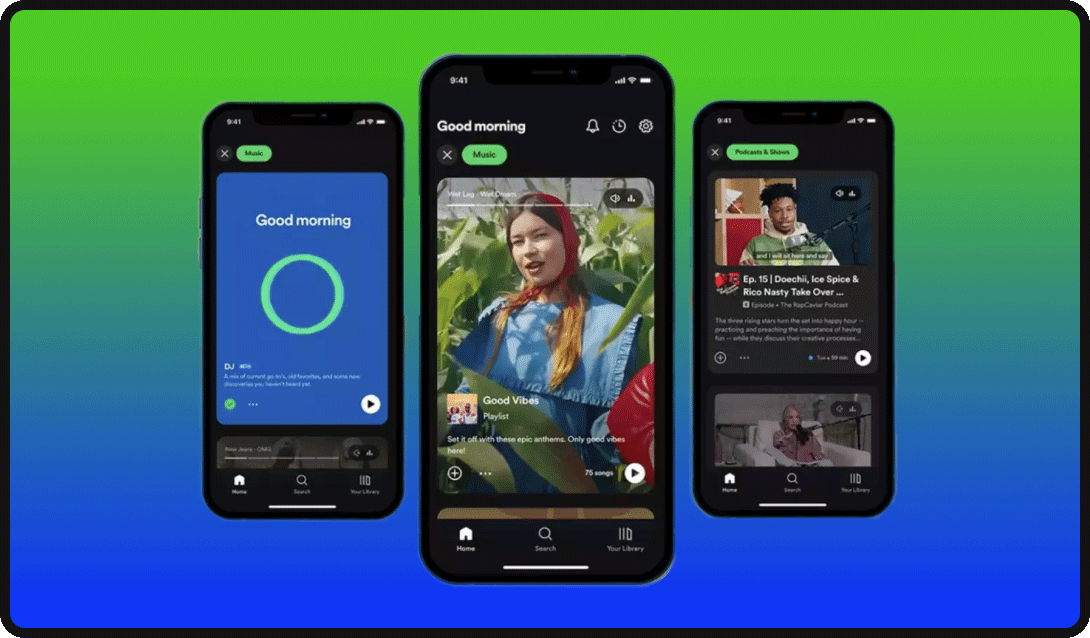 Screenshots form Spotify app