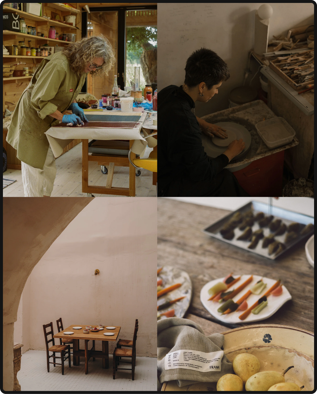 Four examples of Frama's marketing strategy.