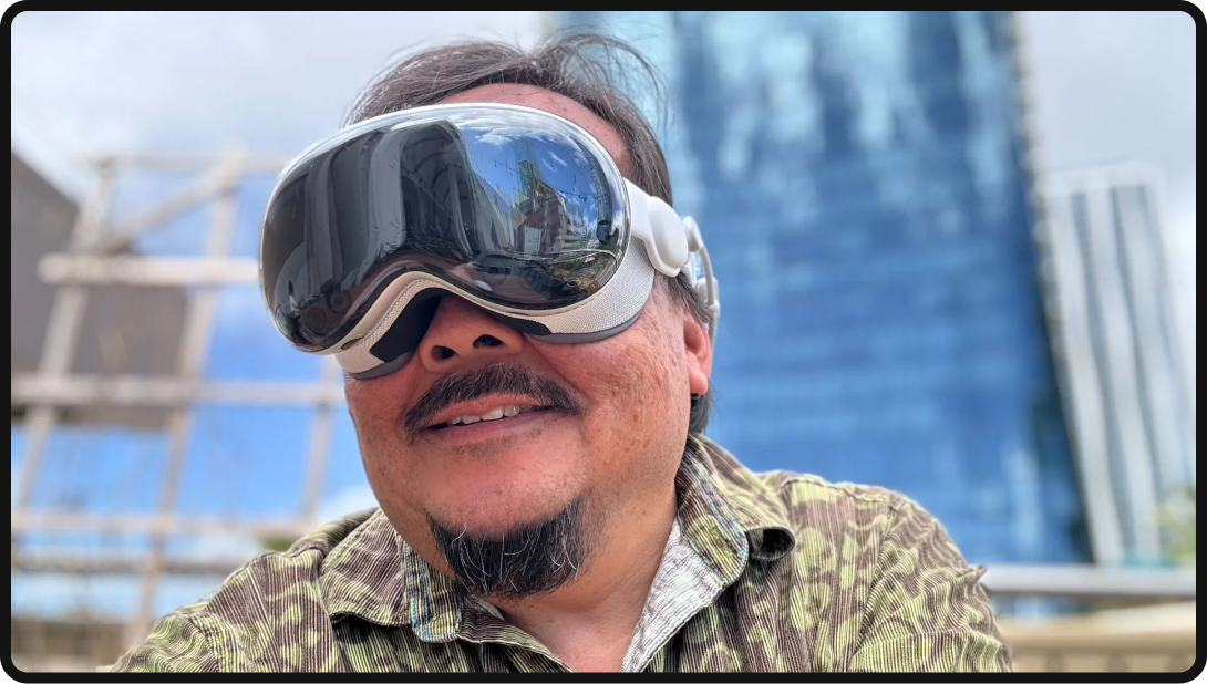 Person wearing VR goggles