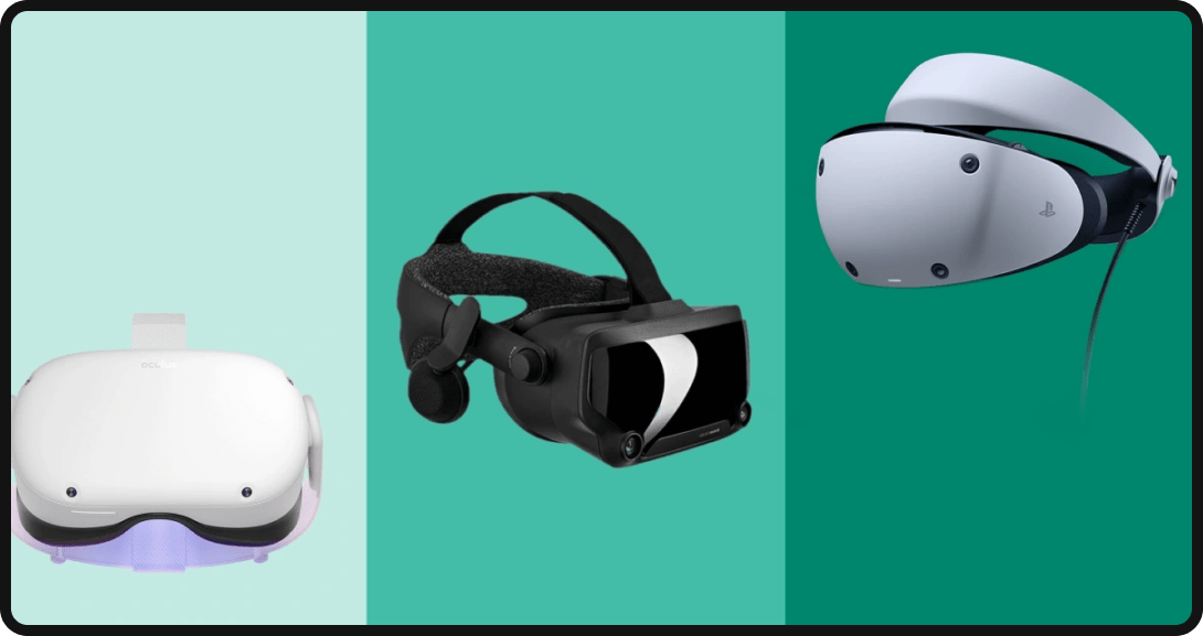 Three different VR headsets
