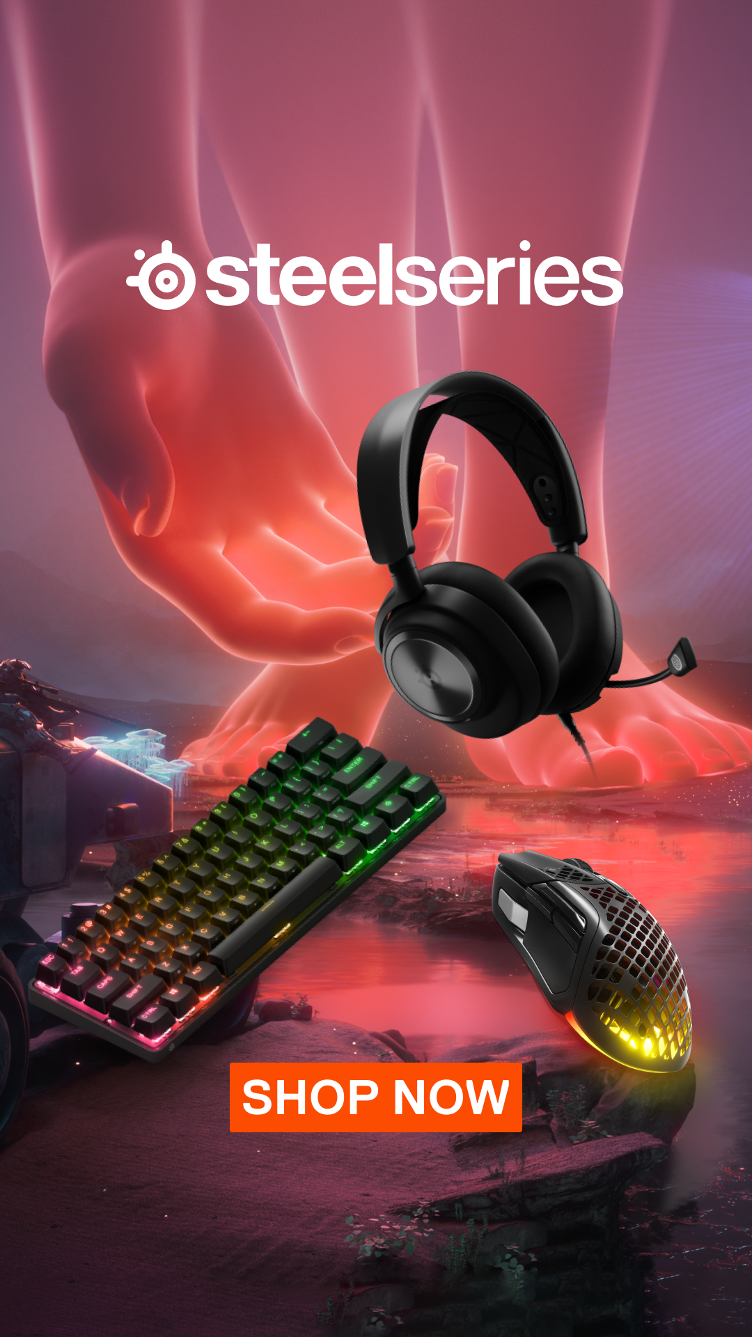 SteelSeries gaming equipment advertisement