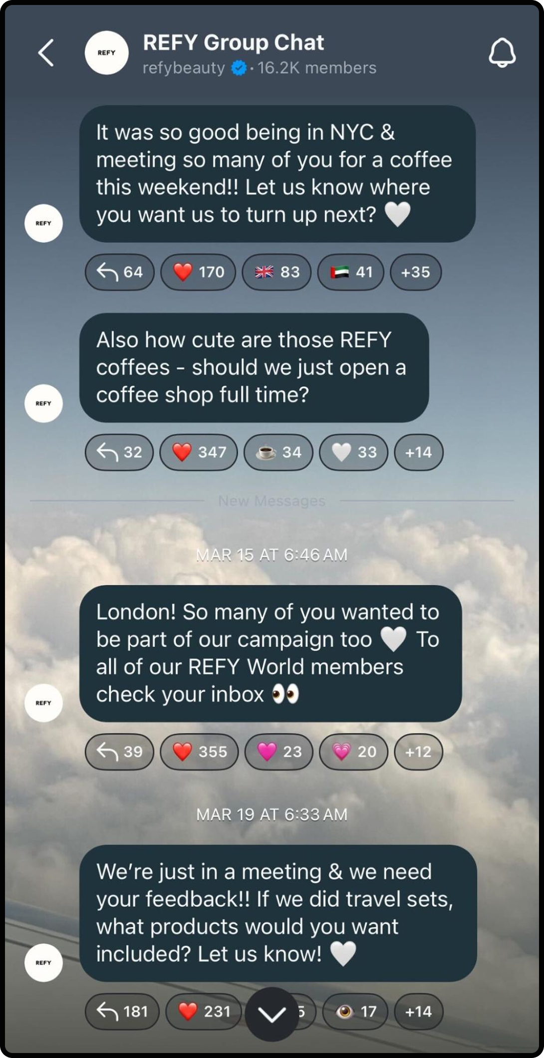 Screenshot of REFY communicating with their community on Instagram