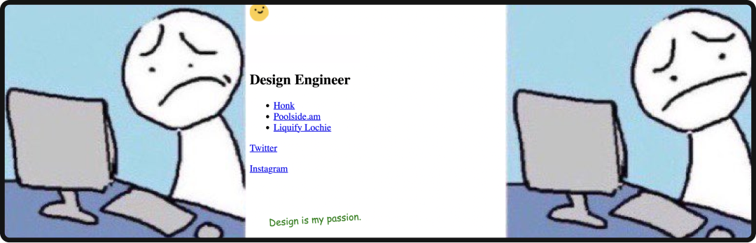 Example of a poorly designed website within a meme.