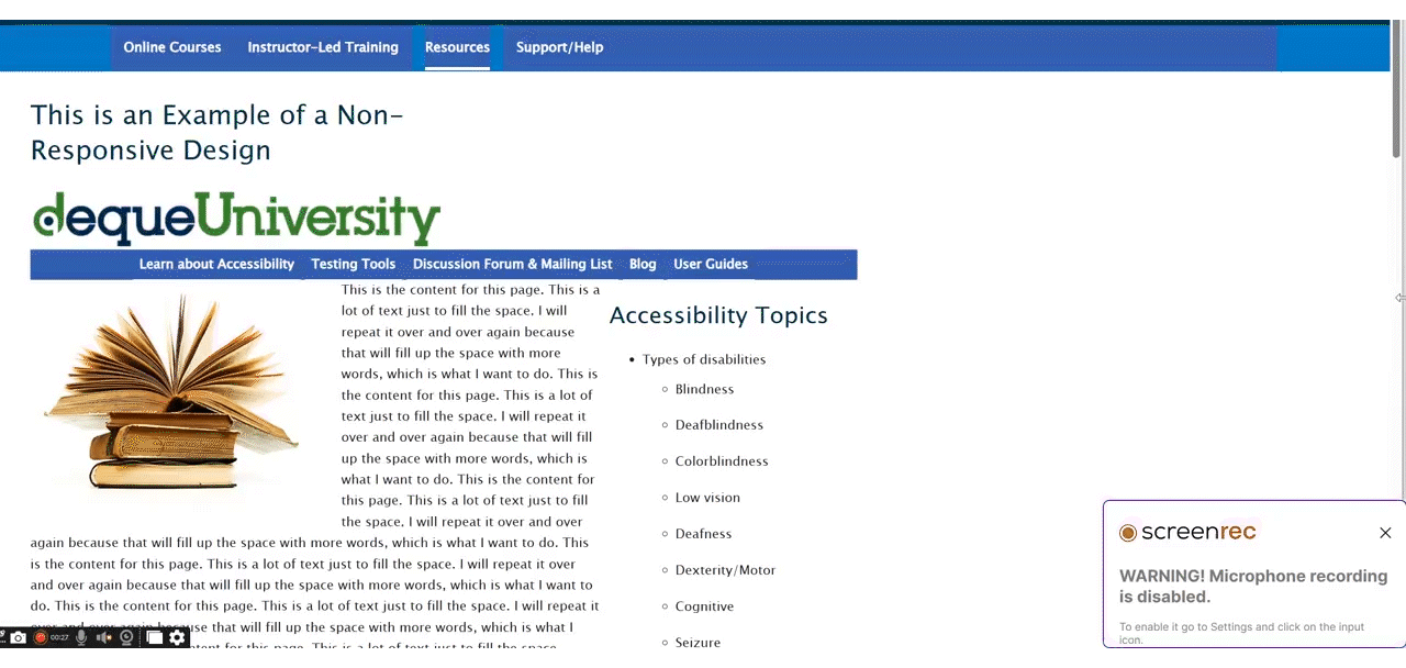 Gif showing how a website is now responsive to changing screen sizes; bad UX.