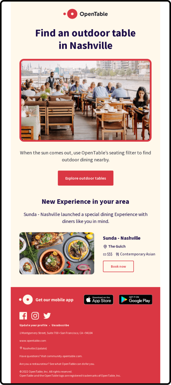 OpenTable: Dynamic Email Content