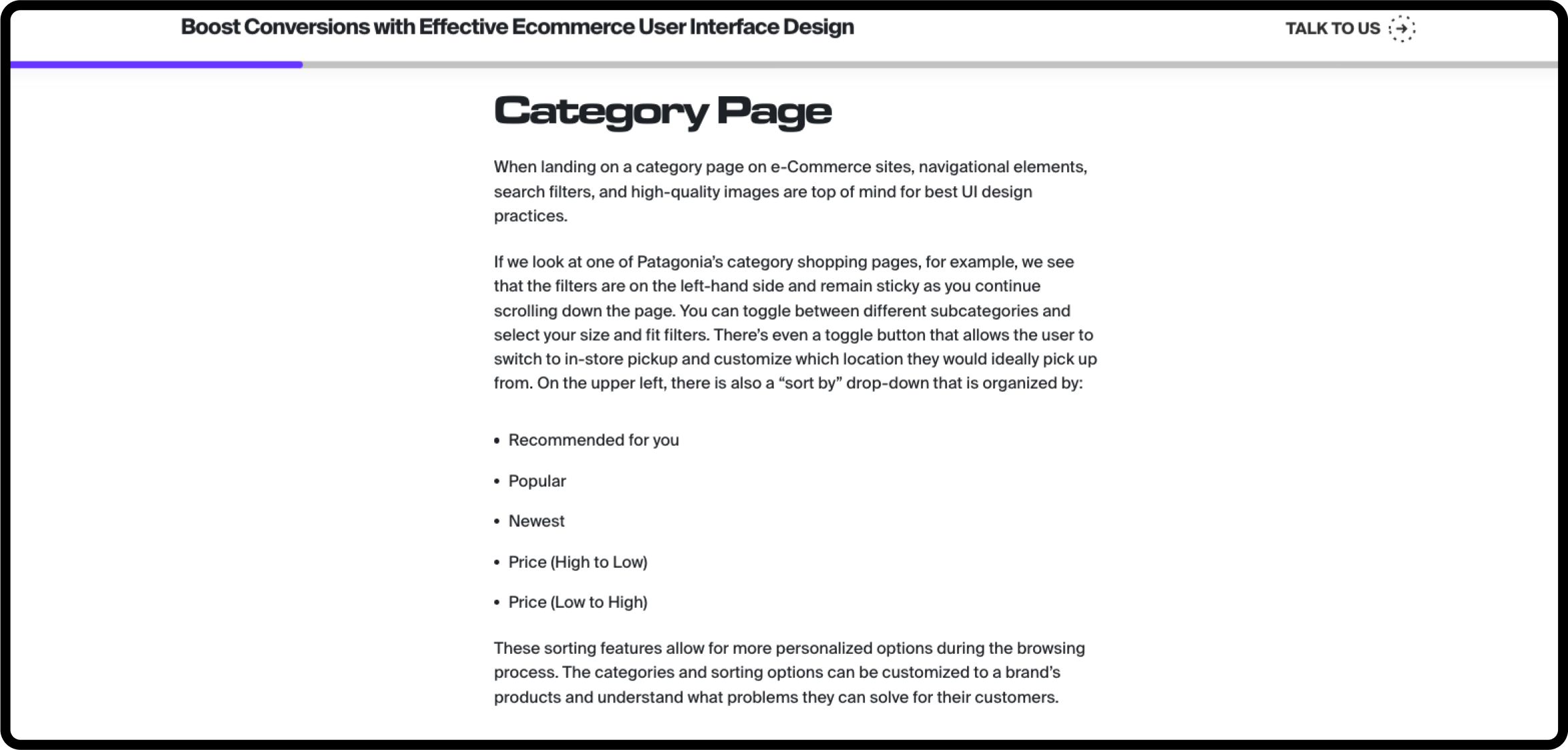 Orientation and navigation in conversion design