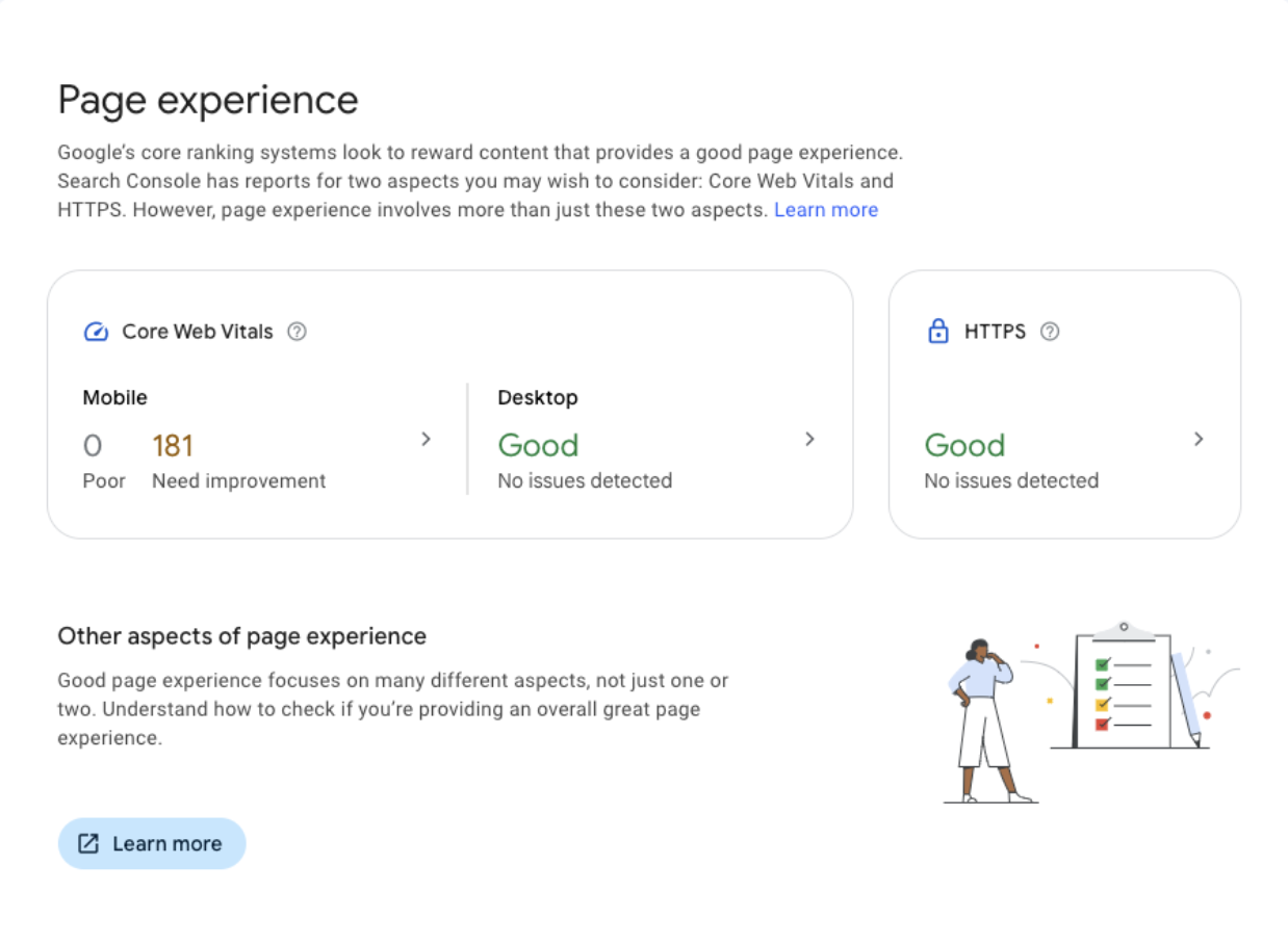 Google Search Console Page Experience