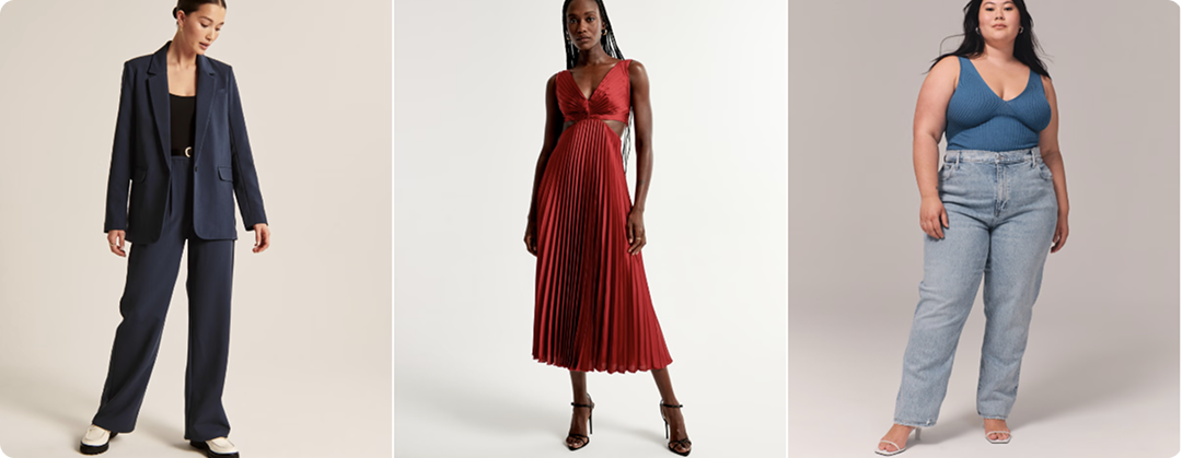 Examples of Abercrombie marketing to their audience as they age, designing more "grown up" pieces.