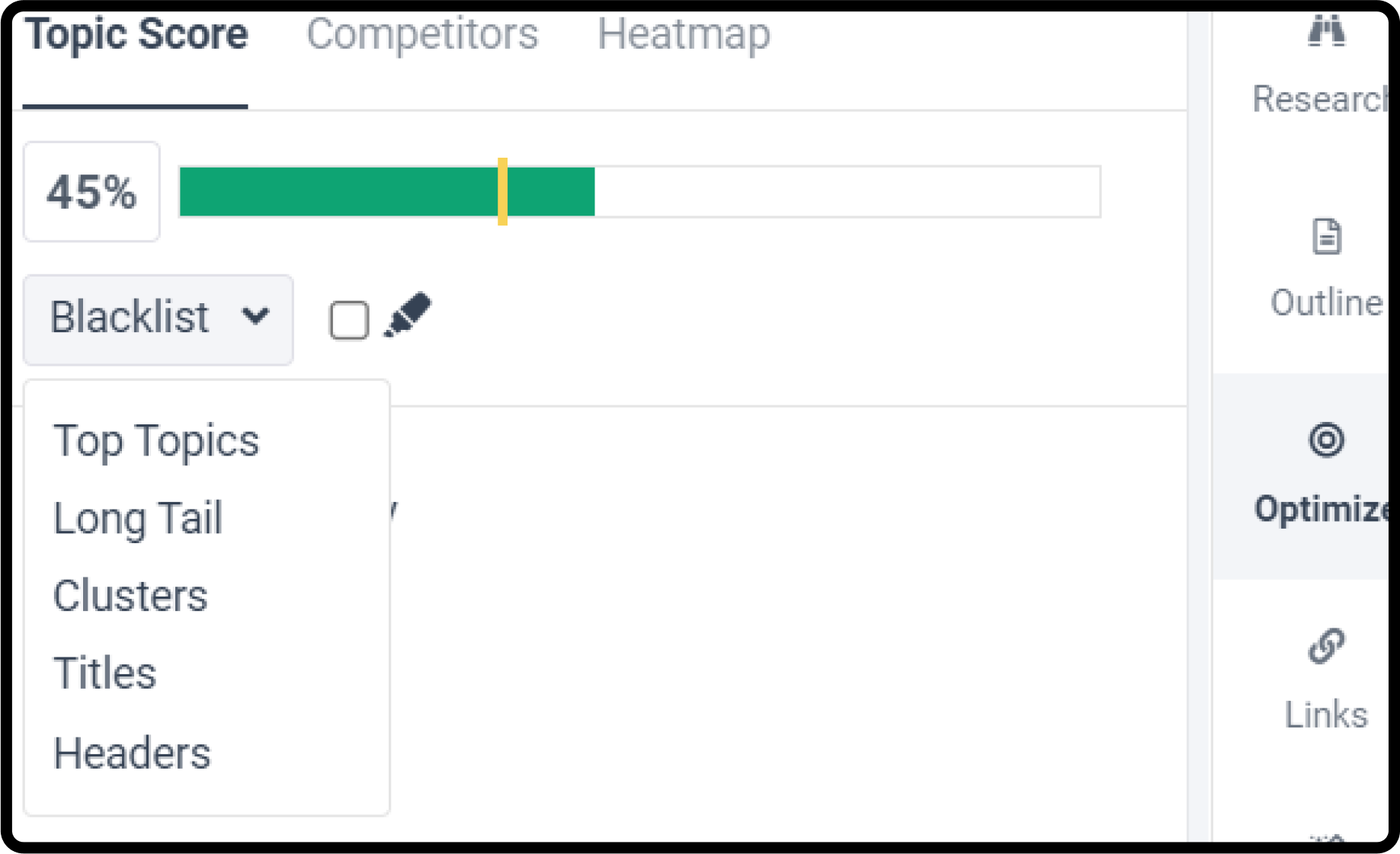 Keyword coverage in Frase