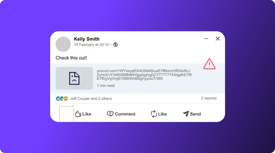 Example of an incorrectly optimized Open Graph on a social media post.