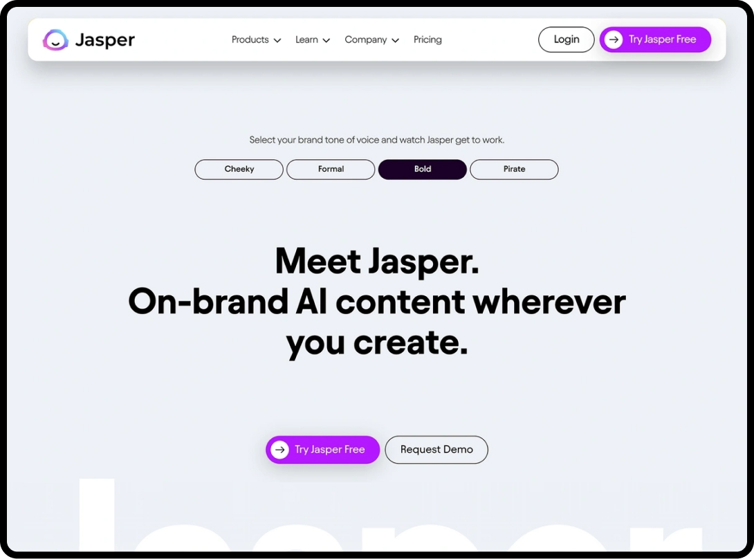 Screenshot of Jasper's homepage