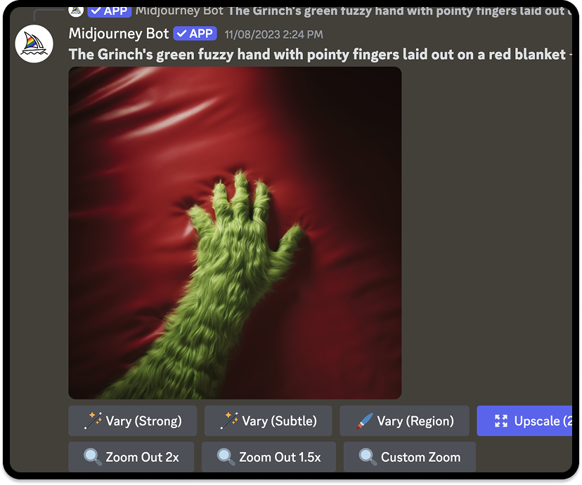 Screenshot of the final image generated in Midjourney