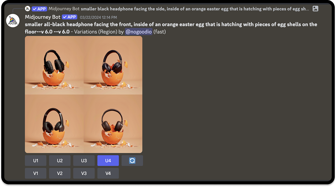 Screenshot of images generated by Midjourney with prompts