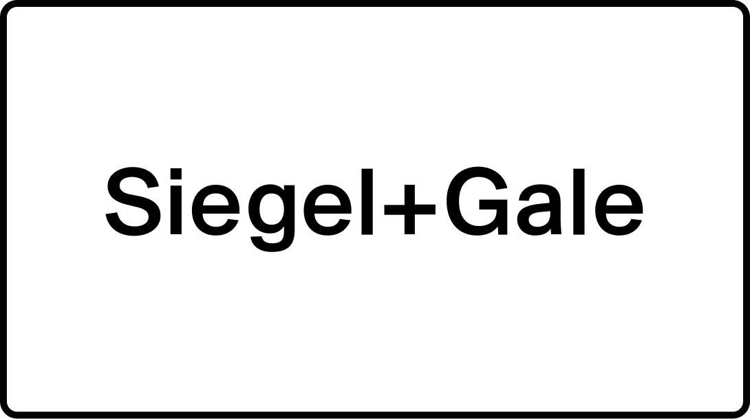 Logo of Siegel+Gale, one of the leading branding agencies.