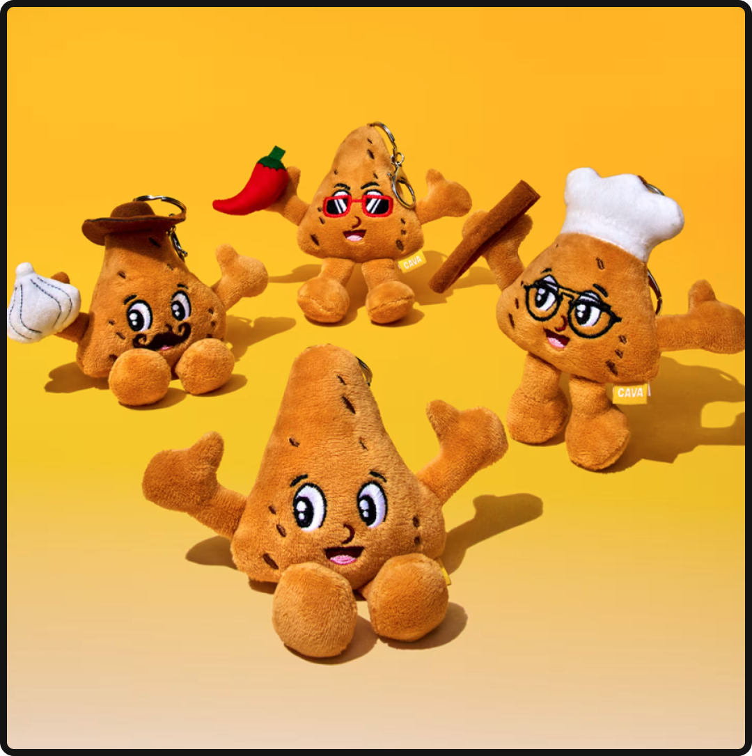 Example of cultural branding, CAVA leaning into the bag charm trend.