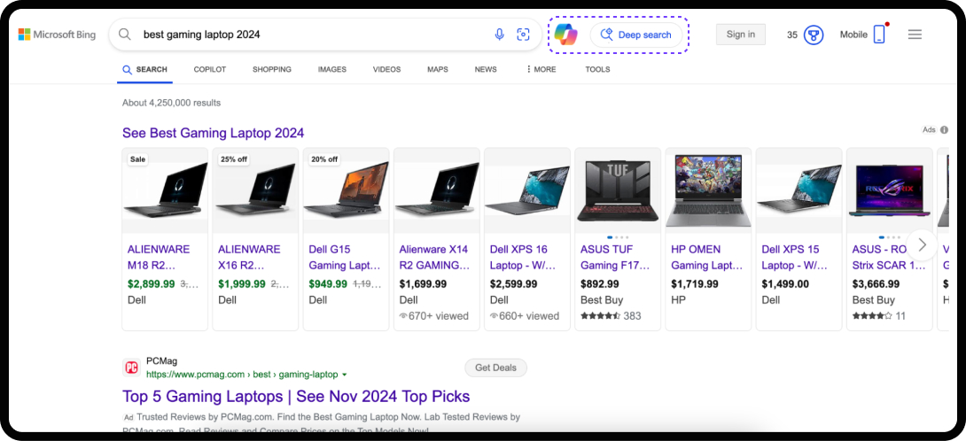 Bing SERP Features