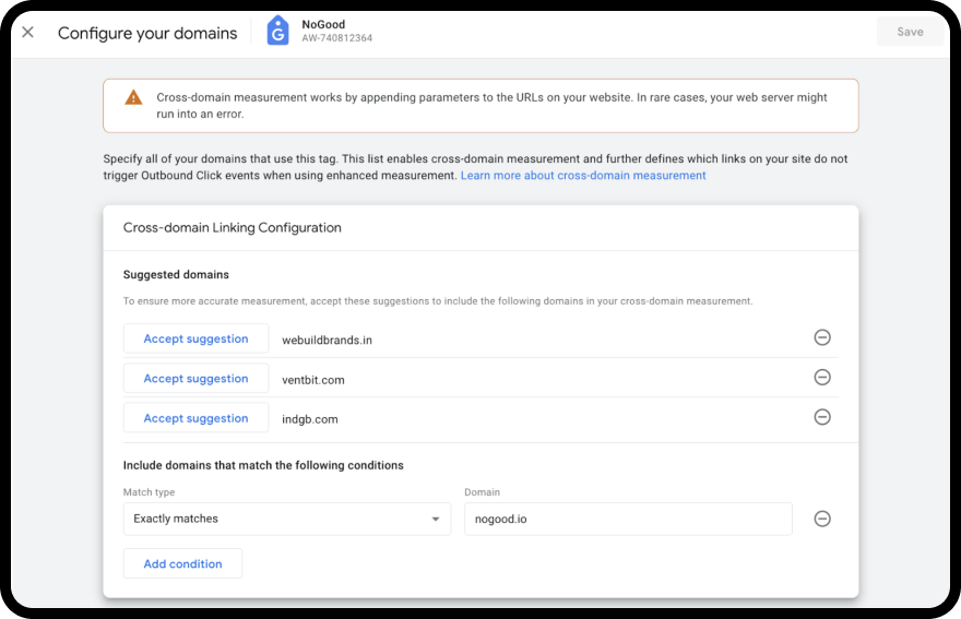 GTM suggested domains