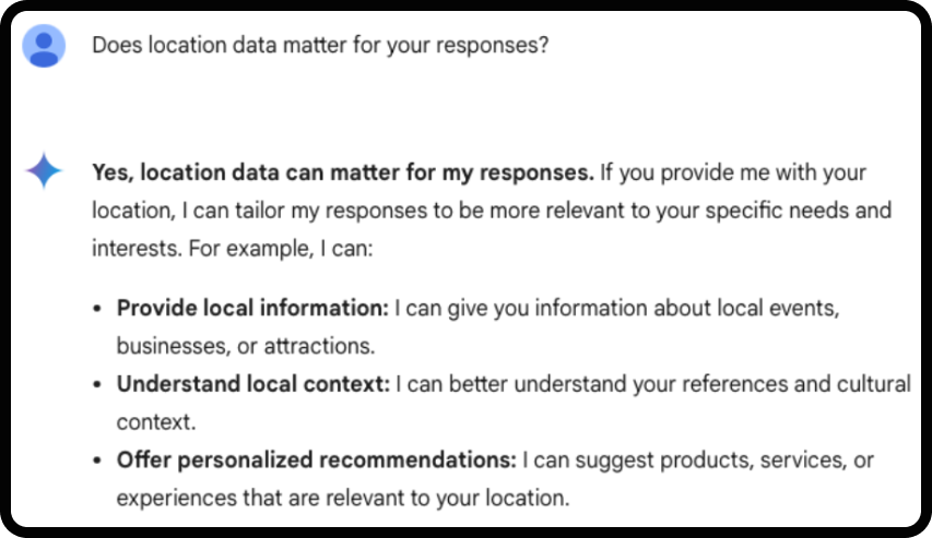 Gemini response on the importance of location data