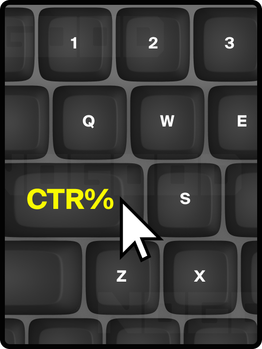 Stylized keyboard with CTR on a key