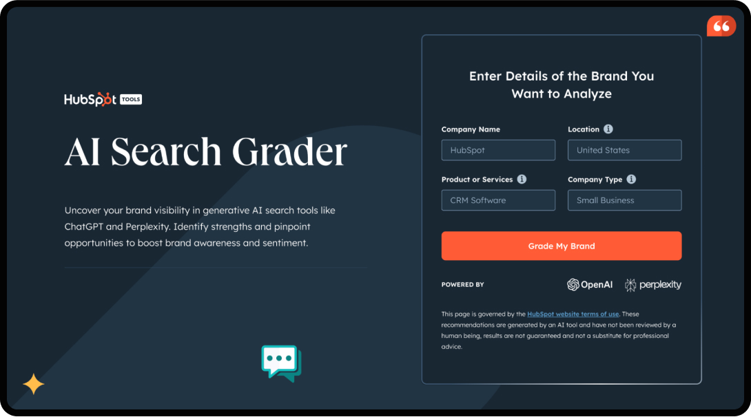 Screenshot of the HubSpot AI Search Grader