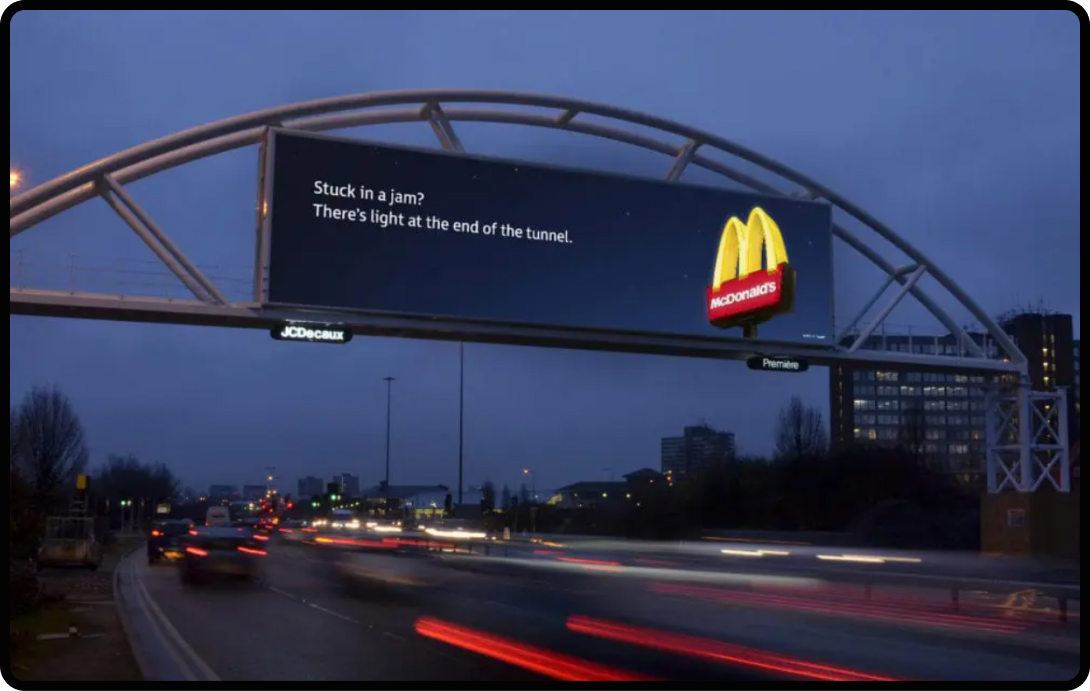 Picture of a billboard with an ad for McDonald's