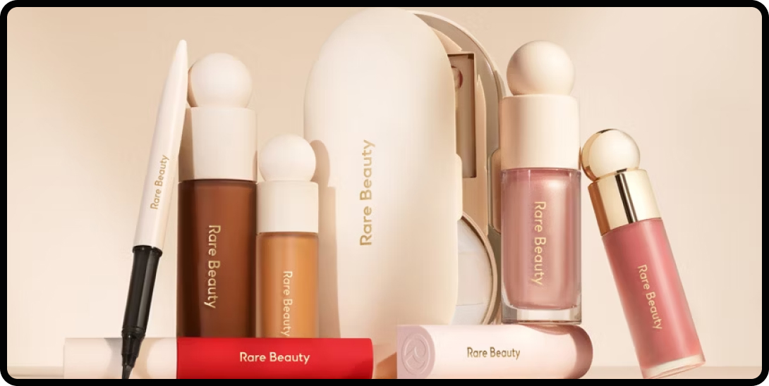 A product line up from Rare Beauty