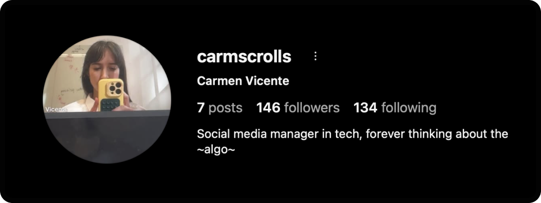 Carmen Vincent's Instagram account; one of the best marketing Instagram accounts to follow.
