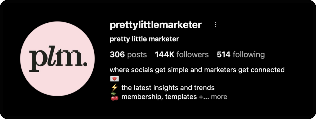 Pretty Little Marketer's Instagram account; one of the best marketing Instagram accounts to follow.