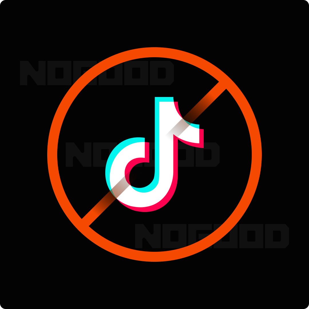 Image of the TikTok logo with an X through it