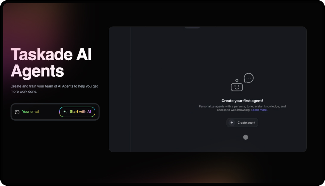 Screenshot of homepage for Taskade AI agents