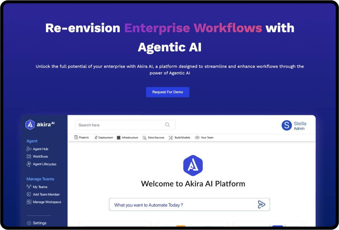 Screenshot of homepage for Akira AI