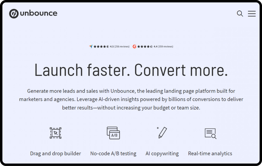 Screenshot of Unbounce