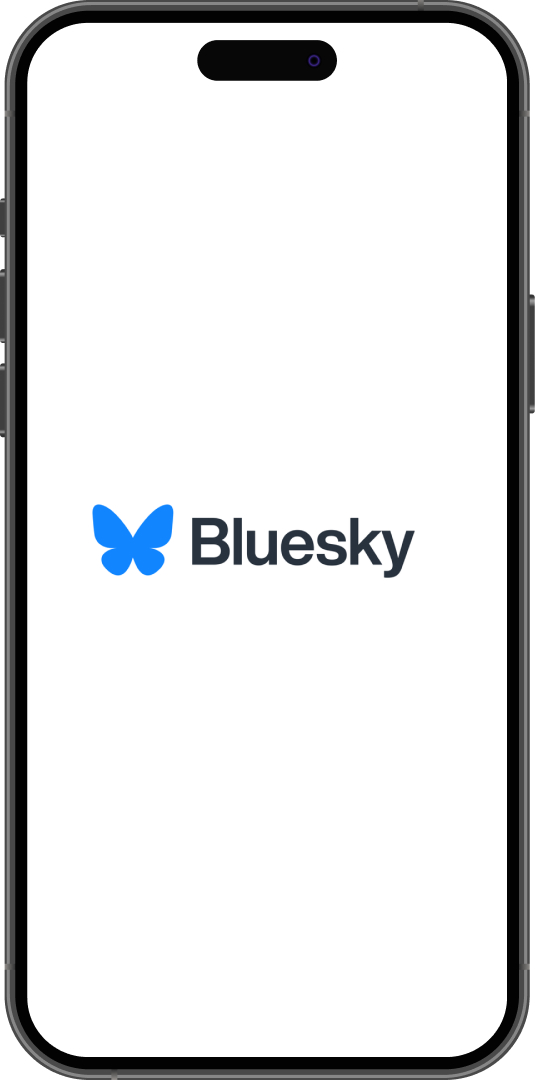 Bluesky logo on a phone screen