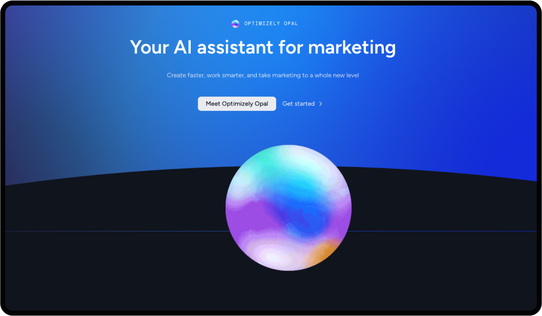 Screenshot of homepage for Opal by Optimizely