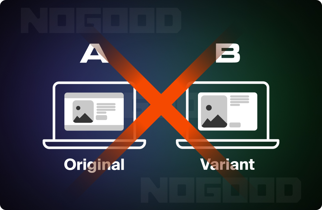 Graphic illustrating how not to perform A/B testing