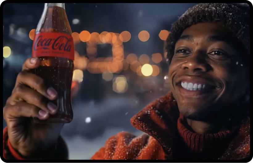 Screenshot of the AI-generated Coca Cola ad