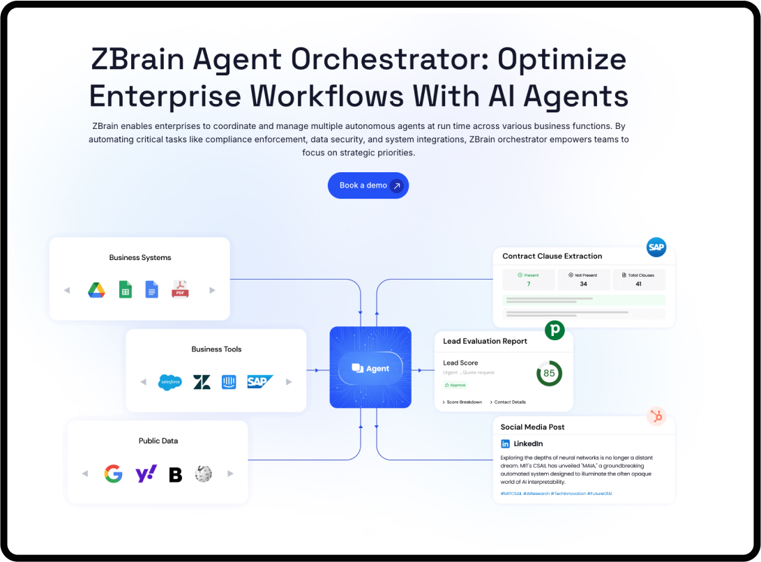 Screenshot of homepage for AI agents by ZBrain