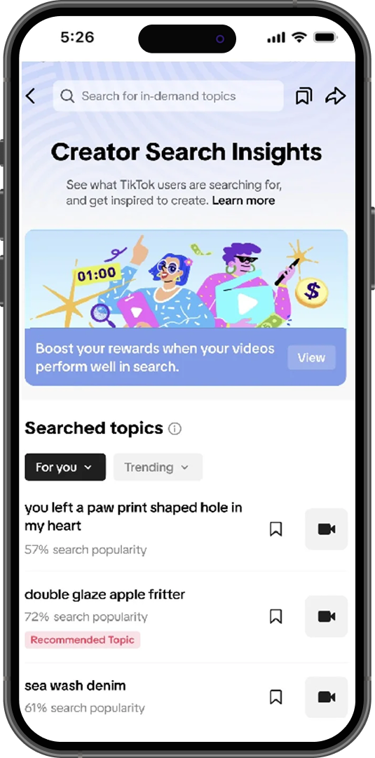 Creator Search Insights dashboard in TikTok.