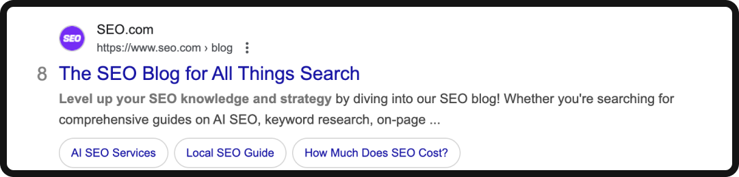 Example of a truncated meta description and too short SEO title.