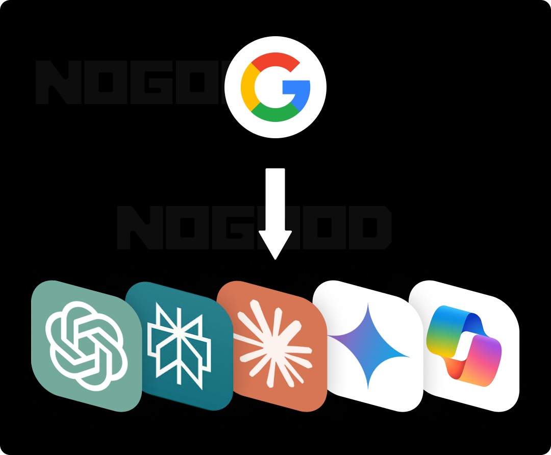 Graphic demonstrating movement from Google as a search platform to LLMs