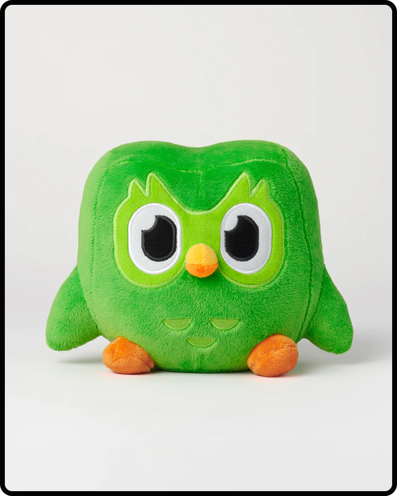 Photo of a Duolingo plushie